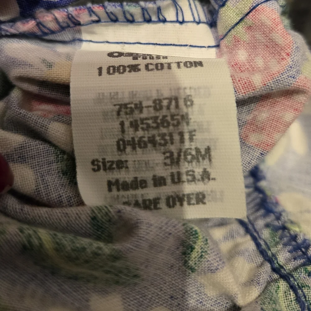 OshKosh B'gosh Vintage 1990s Blue Strawberry Print Floral Onesie Overalls